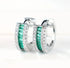 Iced Out 14K White Gold Plated Pave Green Cubic Zirconia Men Women Hoop Earrings